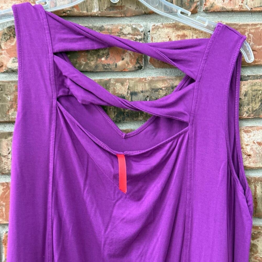 Ruby Ribbon Purple Cross Back Tank Asymmetrical Hem Size XL Stretch Lightweight - Picture 3 of 4